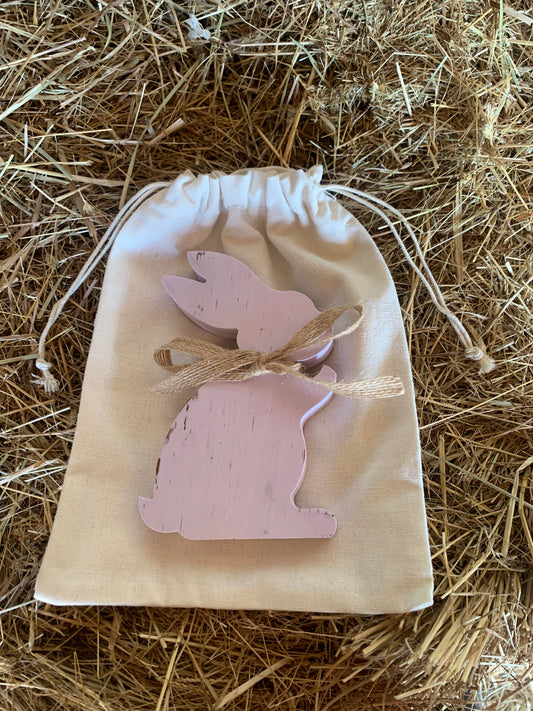 Easter Rabbit - White/Wood grain