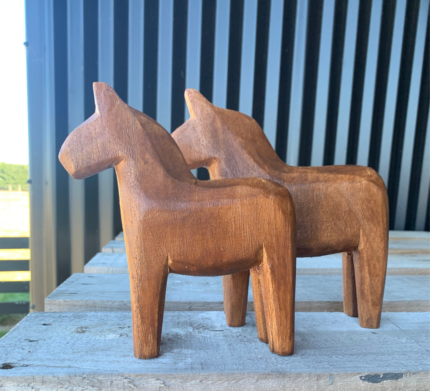 Wooden horse - Rustic - Pair
